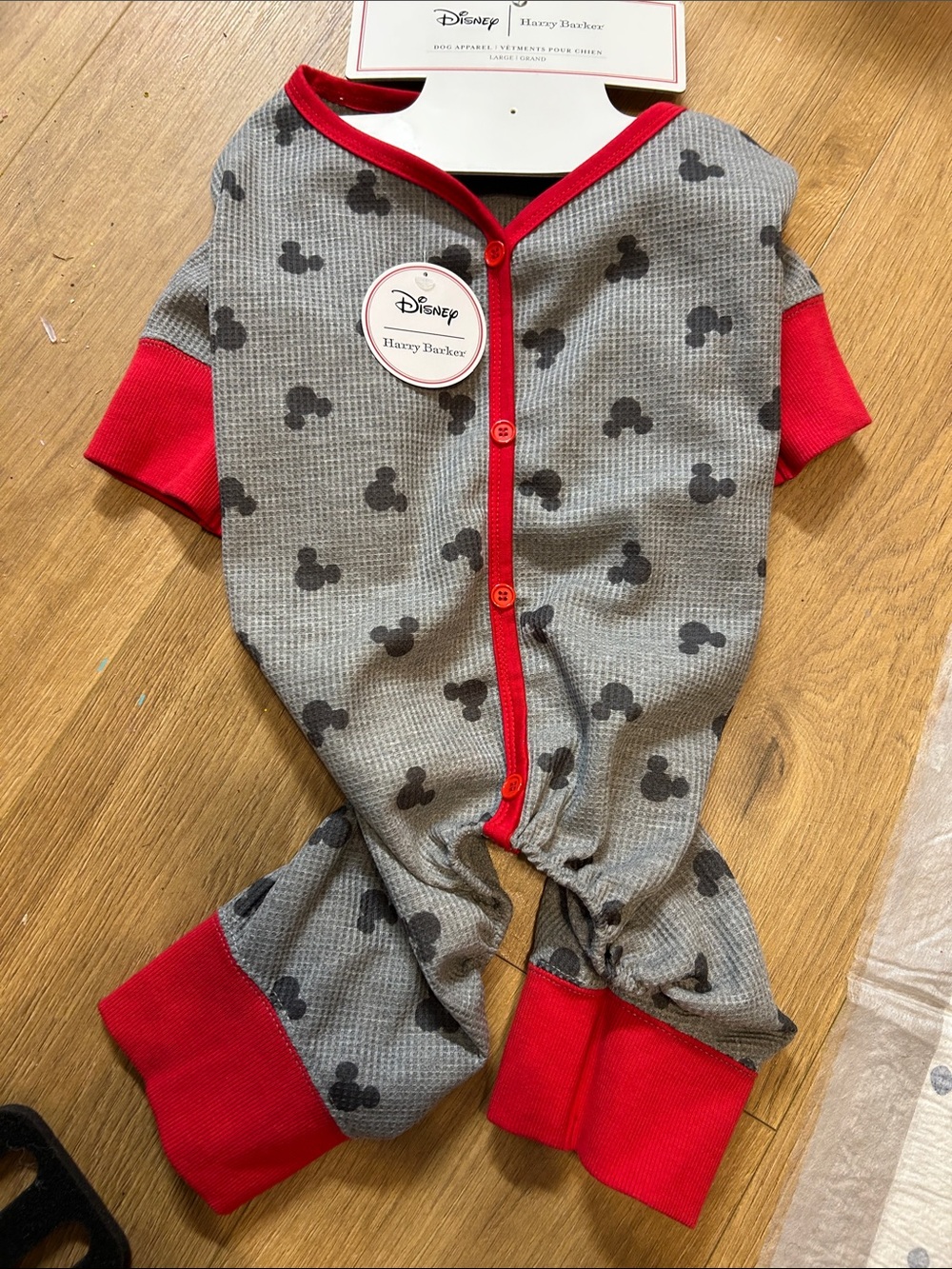Red & Gray Mickey Dog Pajama Romper